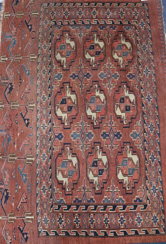 A Tekke rug, 3ft 7in by 2ft 5in.